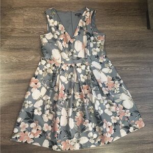 Floral Sleeveless Dress - Blue and Pink